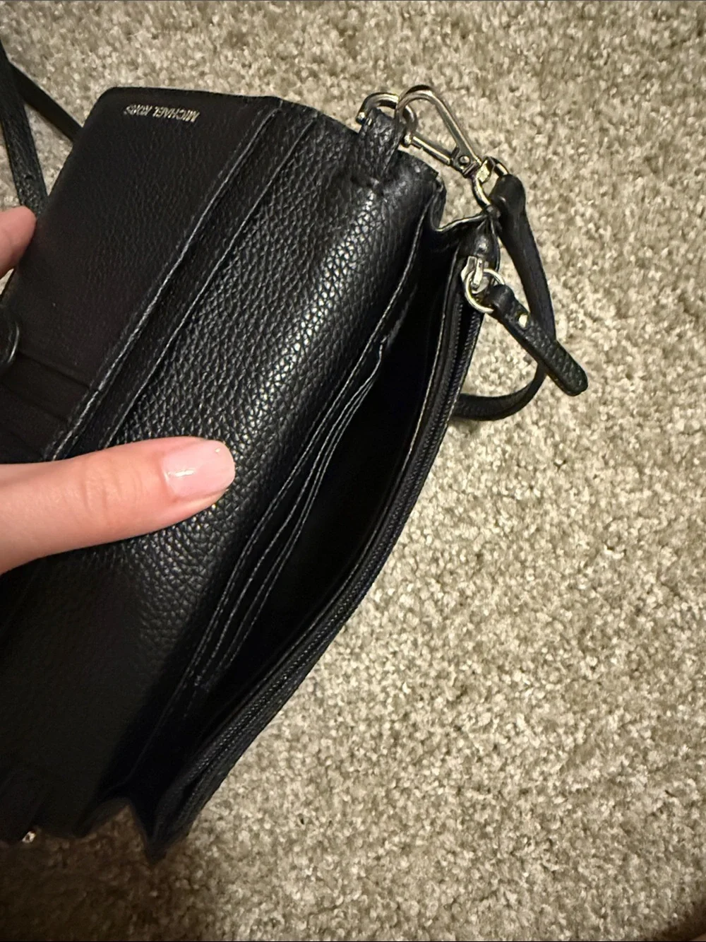 Michael Kors Black Pebbled Leather Flap Crossbody with Gold MK